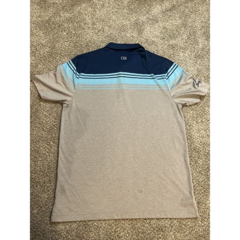Cutter & Buck Men's Short Sleeve 3 Button Alki Valiant Stripe Golf Polo Size M - Picture 6 of 8